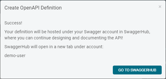 Proceed to SwaggerHub to see the generated OpenAPI definition